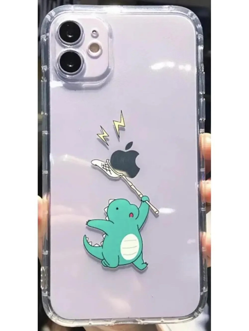 Cute Cartoon Dinosaur Clear iPhone 12/11/XR/XS/X/8/7 Phone Case Cover